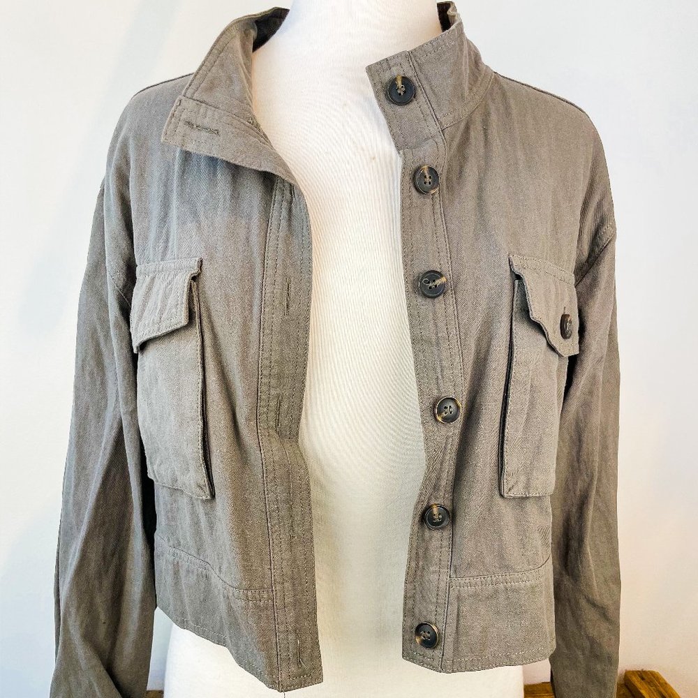 Army Green Crop Military Jacket